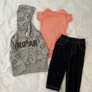 Boys Matching Lion Set - Onesie, Sweatshirt, and Pants, Size 12 Months